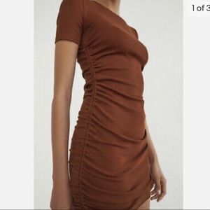 Zara Ruched Ribbed Dress